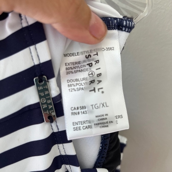 Tribal Sport XL Navy UPF 50 V neck One Piece Swimsuit Stretch Tummy Control NWOT - Picture 9 of 9